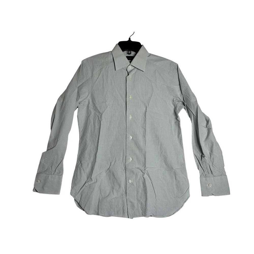 Ermenegildo Zegna SU MISURA L/S White Plaid Button Down Shirt Mens Medium Tailor